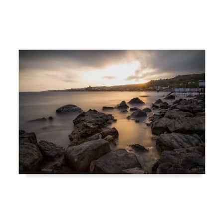 Giuseppe Torre 'Golden Sunset Rocks' Canvas Art,16x24